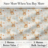 Soft Teddy Bears with Floral Accents Seamless Pattern Digital Print Fabric by the Metre UK Sewing Quilting Textile