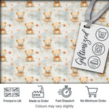 Soft Teddy Bears with Floral Accents Seamless Pattern Digital Print Fabric by the Metre UK Sewing Quilting Textile