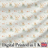 Cute Teddy Bears with Hearts and Soft Pastel Background Seamless Pattern Digital Print Fabric by the Metre UK Sewing Quilting Textile