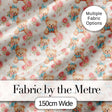 Teddy Bears with Blue Bows and Pink Roses Seamless Pattern Digital Print Fabric by the Metre UK Sewing Quilting Textile