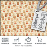 Adorable Teddy Bears with Hearts on Cream Background Seamless Pattern Digital Print Fabric by the Metre UK Sewing Quilting Textile
