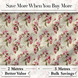 Soft Pink Orchid Floral Vintage Seamless Pattern Digital Print Fabric by the Metre UK Sewing Quilting Textile