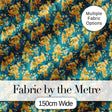 Golden Yellow Floral Botanical Blue Background Seamless Pattern Digital Print Fabric by the Metre UK Sewing Quilting Textile