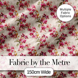 Pink Orchid Branch Vintage Neutral Seamless Pattern Digital Print Fabric by the Metre UK Sewing Quilting Textile
