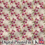 Pink Orchid Branch Vintage Neutral Seamless Pattern Digital Print Fabric by the Metre UK Sewing Quilting Textile