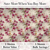 Pink Orchid Branch Vintage Neutral Seamless Pattern Digital Print Fabric by the Metre UK Sewing Quilting Textile