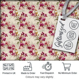 Pink Orchid Branch Vintage Neutral Seamless Pattern Digital Print Fabric by the Metre UK Sewing Quilting Textile