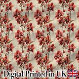Deep Red Orchid Floral Vintage Classic Seamless Pattern Digital Print Fabric by the Metre UK Sewing Quilting Textile