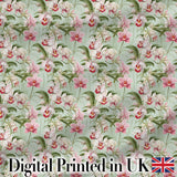 Soft Pink Orchid Garden Botanical Seamless Pattern Digital Print Fabric by the Metre UK Sewing Quilting Textile