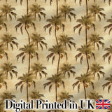 Tropical Palm Tree Vintage Beige Seamless Pattern Digital Print Fabric by the Metre UK Sewing Quilting Textile