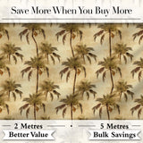Tropical Palm Tree Vintage Beige Seamless Pattern Digital Print Fabric by the Metre UK Sewing Quilting Textile