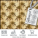 Tropical Palm Tree Vintage Beige Seamless Pattern Digital Print Fabric by the Metre UK Sewing Quilting Textile