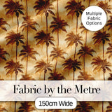 Classic Brown Palm Tree Vintage Coastal Seamless Pattern Digital Print Fabric by the Metre UK Sewing Quilting Textile