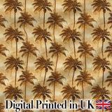 Classic Brown Palm Tree Vintage Coastal Seamless Pattern Digital Print Fabric by the Metre UK Sewing Quilting Textile