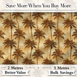 Classic Brown Palm Tree Vintage Coastal Seamless Pattern Digital Print Fabric by the Metre UK Sewing Quilting Textile