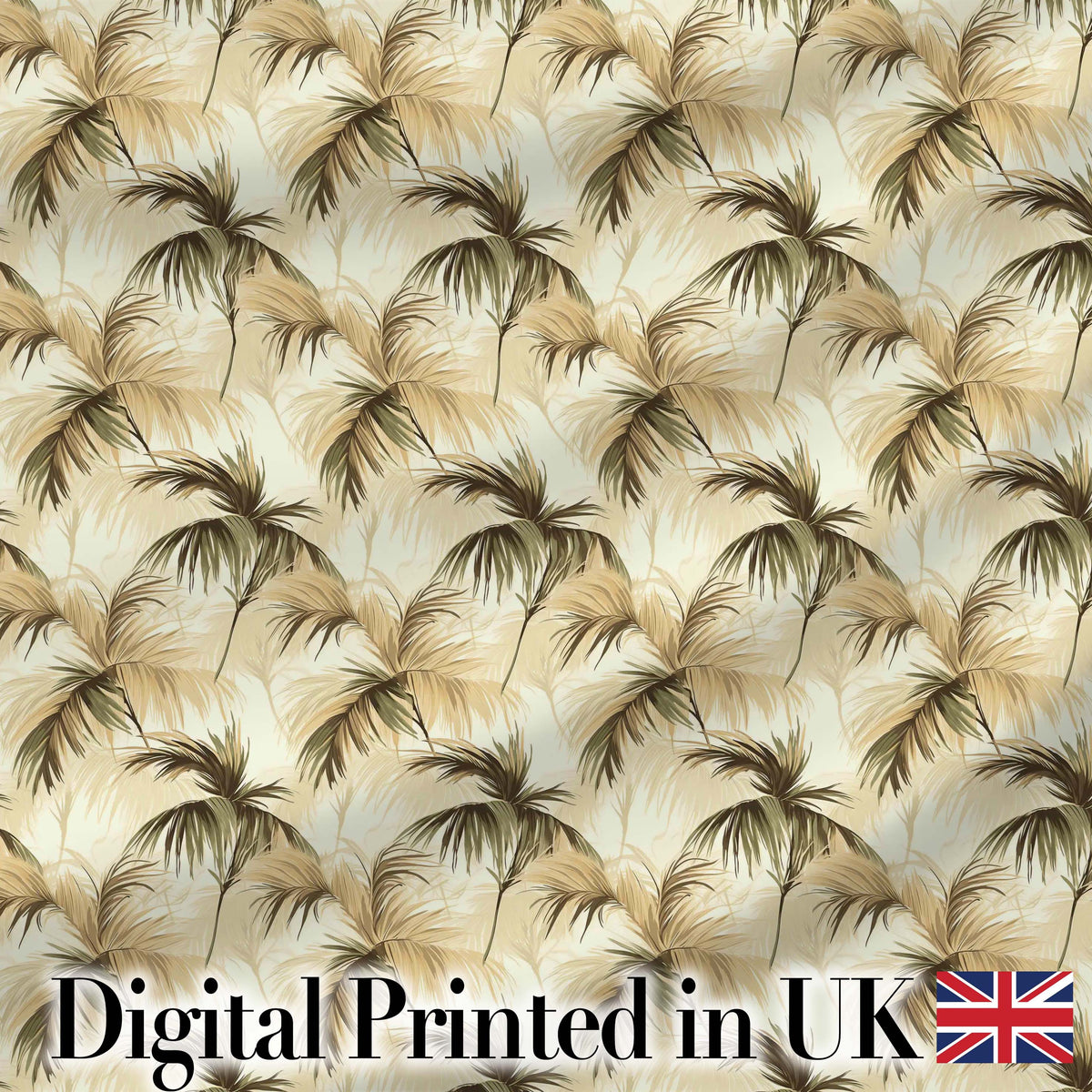 Vintage Beige Palm Leaves Tropical Seamless Pattern Digital Print Fabric by the Metre UK Sewing Quilting Textile