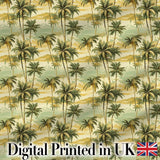 Tropical Island Palm Sunset Coastal Seamless Pattern Digital Print Fabric by the Metre UK Sewing Quilting Textile