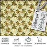 Muted Green Palm Tree Tropical Vintage Seamless Pattern Digital Print Fabric by the Metre UK Sewing Quilting Textile