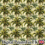 Tropical Coconut Palm Tree Vintage Seamless Pattern Digital Print Fabric by the Metre UK Sewing Quilting Textile