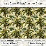 Tropical Coconut Palm Tree Vintage Seamless Pattern Digital Print Fabric by the Metre UK Sewing Quilting Textile