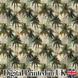 Grunge Coastal Palm Tree Artistic Seamless Pattern Digital Print Fabric by the Metre UK Sewing Quilting Textile