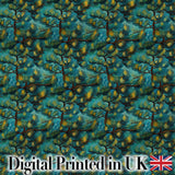 Teal Pine Branch Artistic Nature Seamless Pattern Digital Print Fabric by the Metre UK Sewing Quilting Textile