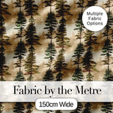 Tall Evergreen Pine Trees Woodland Scenic Seamless Pattern Digital Print Fabric by the Metre UK Sewing Quilting Textile