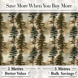 Tall Evergreen Pine Trees Woodland Scenic Seamless Pattern Digital Print Fabric by the Metre UK Sewing Quilting Textile