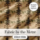 Minimalist Tall Pine Tree Rustic Seamless Pattern Digital Print Fabric by the Metre UK Sewing Quilting Textile