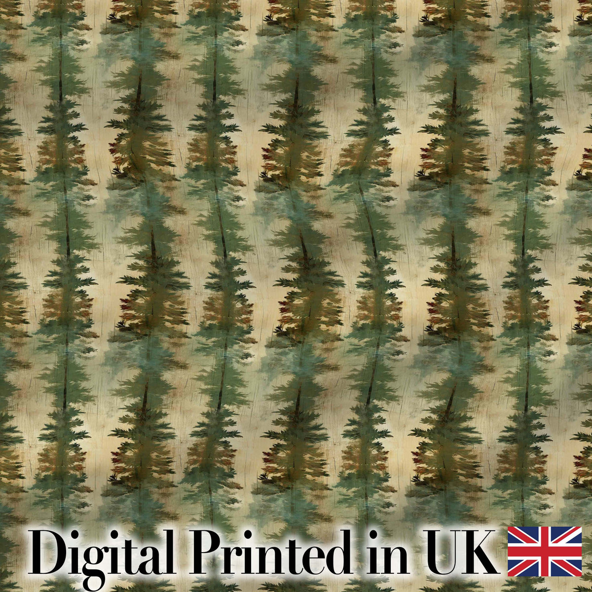 Abstract Forest Pine Tree Artistic Seamless Pattern Digital Print Fabric by the Metre UK Sewing Quilting Textile