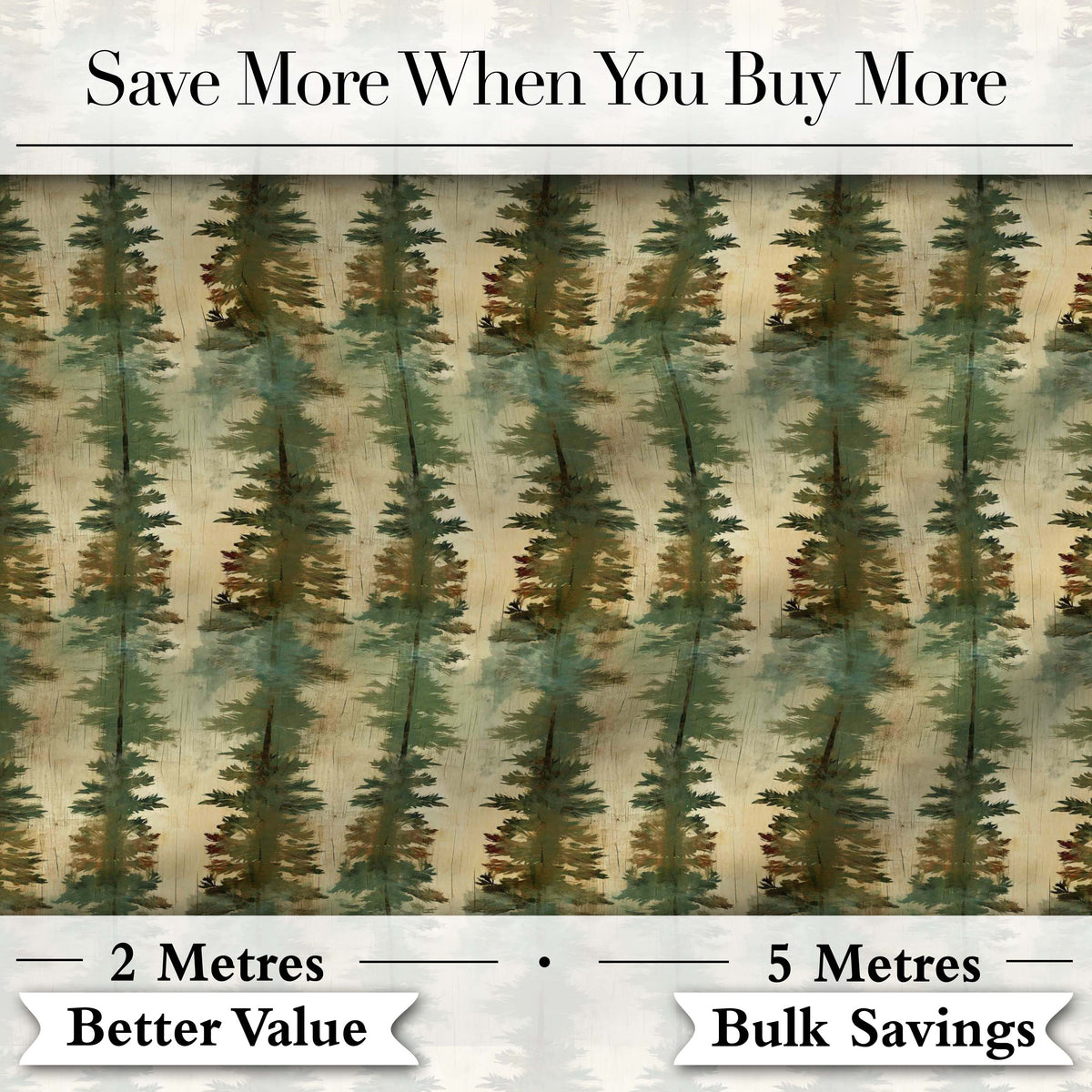 Abstract Forest Pine Tree Artistic Seamless Pattern Digital Print Fabric by the Metre UK Sewing Quilting Textile