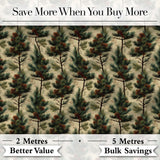 Watercolor Pine Woodland Nature Seamless Pattern Digital Print Fabric by the Metre UK Sewing Quilting Textile