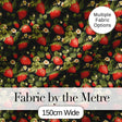 Wild Strawberry Fruit Floral Dark Background Seamless Pattern Digital Print Fabric by the Metre UK Sewing Quilting Textile