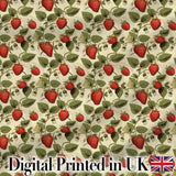 Classic Strawberry Botanical Cream Garden Seamless Pattern Digital Print Fabric by the Metre UK Sewing Quilting Textile