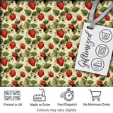 Classic Strawberry Botanical Cream Garden Seamless Pattern Digital Print Fabric by the Metre UK Sewing Quilting Textile