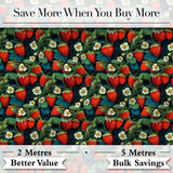 Dark Strawberry Botanical Rich Floral Seamless Pattern Digital Print Fabric by the Metre UK Sewing Quilting Textile