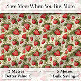 Vintage Strawberry Floral Cream Garden Seamless Pattern Digital Print Fabric by the Metre UK Sewing Quilting Textile