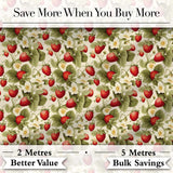 Vintage Strawberry Blossom Cream Garden Seamless Pattern Digital Print Fabric by the Metre UK Sewing Quilting Textile