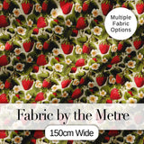 Classic Strawberry Garden Floral Cream Seamless Pattern Digital Print Fabric by the Metre UK Sewing Quilting Textile