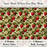 Classic Strawberry Garden Floral Cream Seamless Pattern Digital Print Fabric by the Metre UK Sewing Quilting Textile