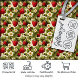 Classic Strawberry Garden Floral Cream Seamless Pattern Digital Print Fabric by the Metre UK Sewing Quilting Textile