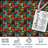 Artistic Strawberry Vine Blue Swirl Seamless Pattern Digital Print Fabric by the Metre UK Sewing Quilting Textile