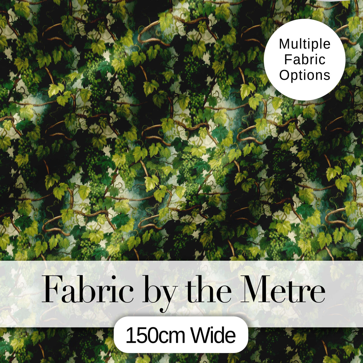 Lush Green Grape Cluster Vineyard Seamless Pattern Digital Print Fabric by the Metre UK Sewing Quilting Textile
