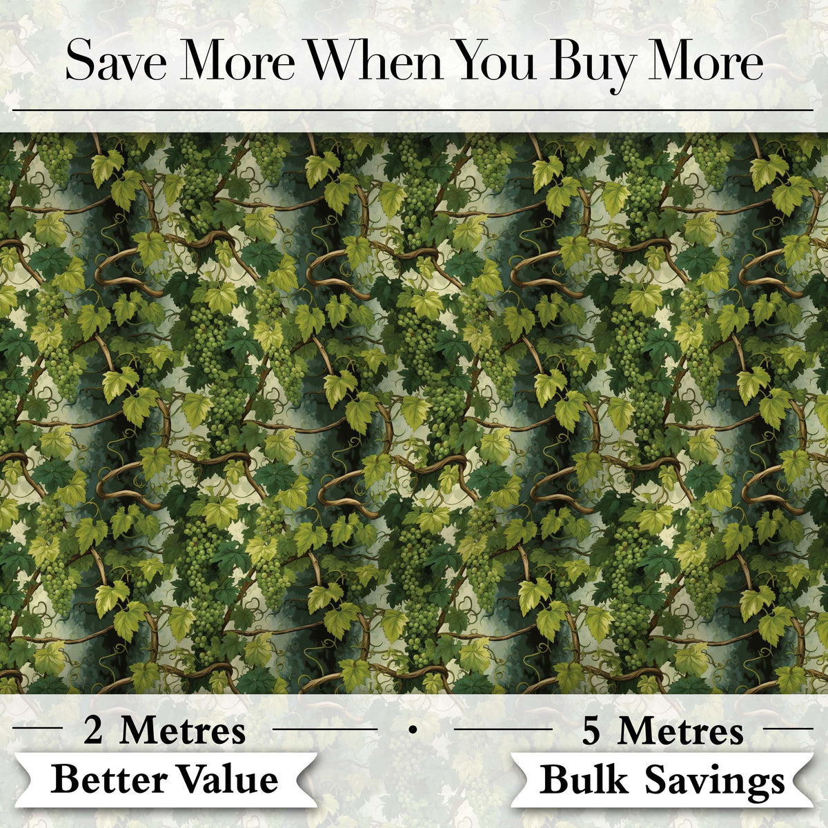 Lush Green Grape Cluster Vineyard Seamless Pattern Digital Print Fabric by the Metre UK Sewing Quilting Textile