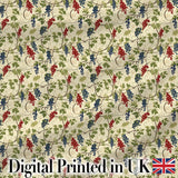 Red and Blue Berry Vine Leaves Seamless Pattern Digital Print Fabric by the Metre UK Sewing Quilting Textile