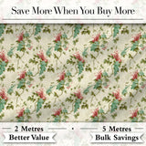 Pastel Floral Berry Vine Elegant Seamless Pattern Digital Print Fabric by the Metre UK Sewing Quilting Textile