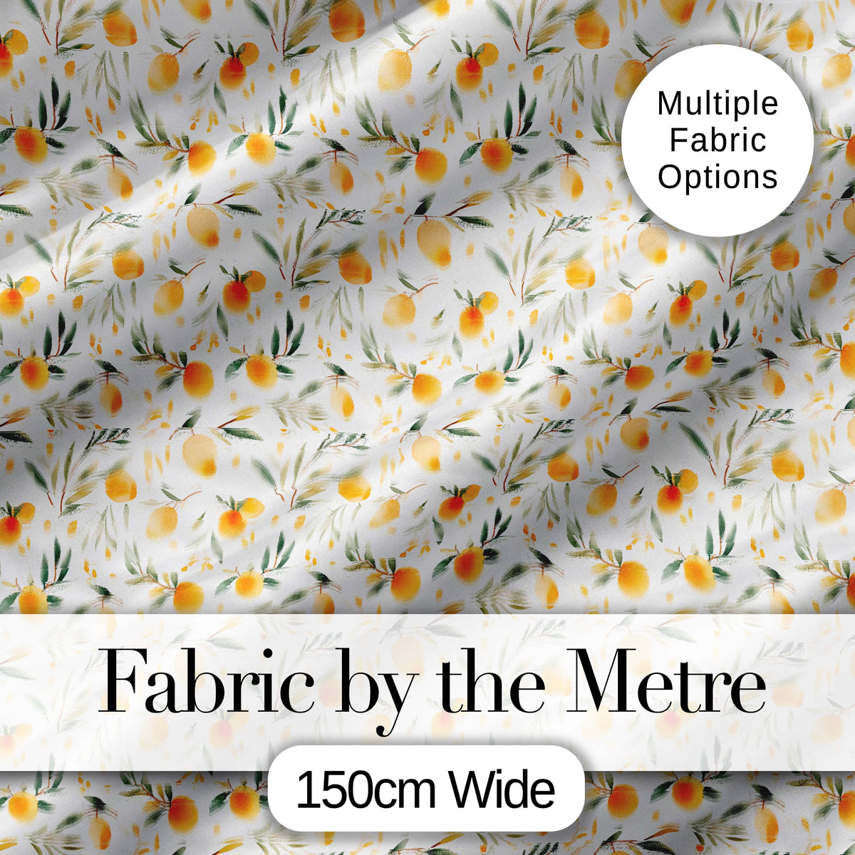 Soft Watercolor Orange Fruit Leaves Seamless Pattern Digital Print Fabric by the Metre UK Sewing Quilting Textile