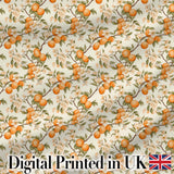 Vintage Orange Blossom Branch Seamless Pattern Digital Print Fabric by the Metre UK Sewing Quilting Textile