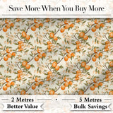 Vintage Orange Blossom Branch Seamless Pattern Digital Print Fabric by the Metre UK Sewing Quilting Textile