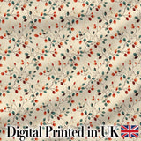 Autumn Branches with Red and Teal Leaves Seamless Pattern Digital Print Fabric by the Metre UK Sewing Quilting Textile